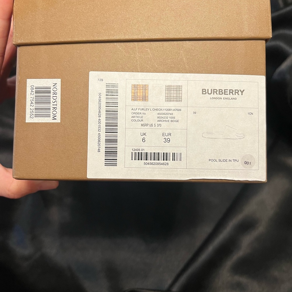 Burberry Beige and Black Check Slides - Picture 4 of 6